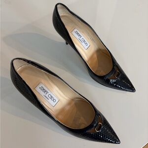 Jimmy Choo Navy Blue Patent Leather Heels